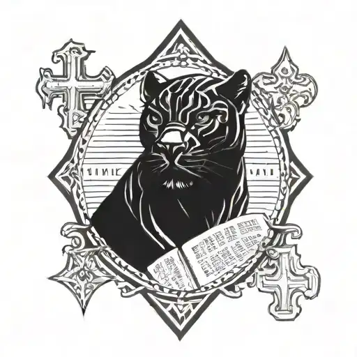 black panther, bible, cross, america tattoo design idea
