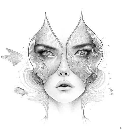 strange nude girl and scorpio tattoo design idea