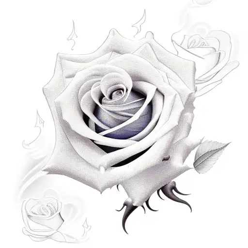 rose with flame tattoo design idea