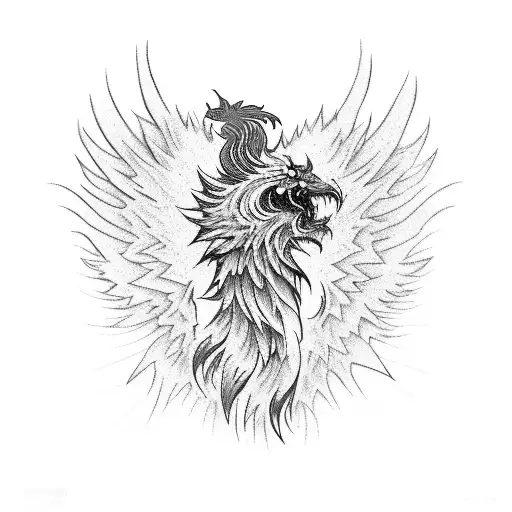 A phoenix rising from ashes tattoo design idea