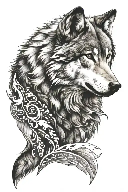 gray wolf turkish tattoo design idea