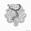 An aggressive snake wrapping itself around a Greek column, rendered in a dotwork style for added depth and texture tattoo design idea