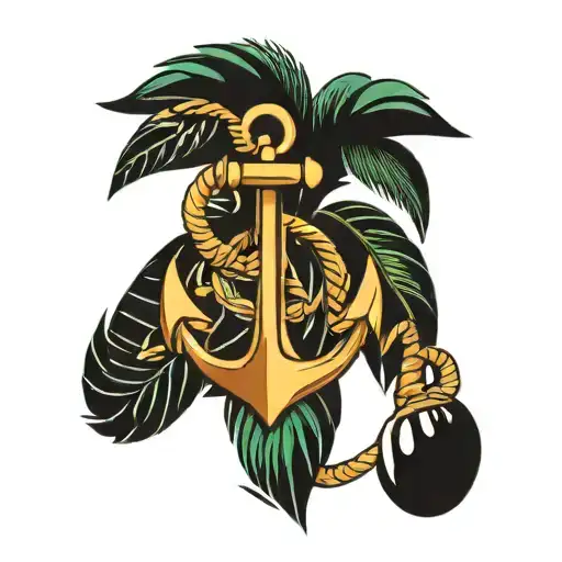 Anchor, Palms bending tattoo design idea