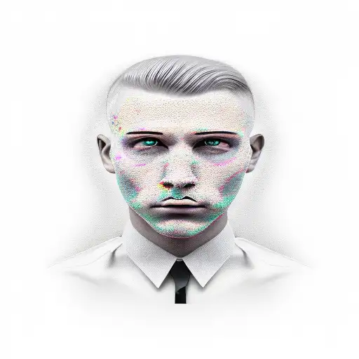 man with blank face tattoo design idea