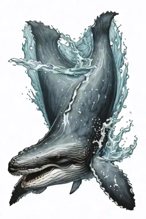 humpback whale swimming tattoo design idea