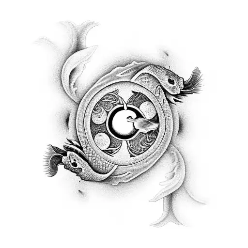 smoke koi yin Yang  tattoo design idea