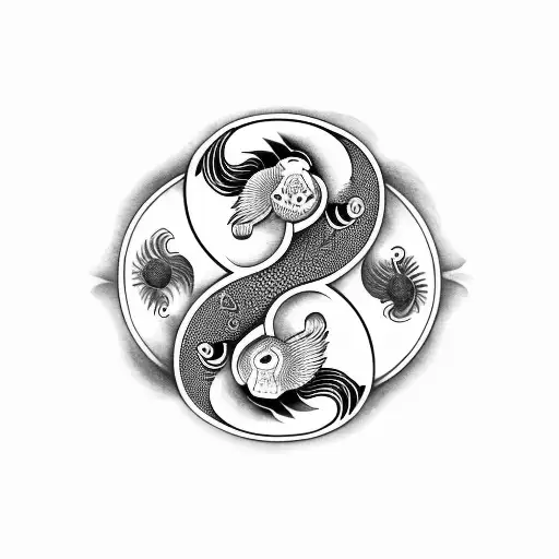 smoke koi yin Yang  tattoo design idea