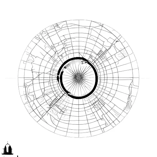 point connecting Tehran Iran to Saginaw Michigan to Windsor Ontario to toronto ontario on a map tattoo design idea