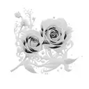 mother and son silhouette. colourful flowers. the name Kai Austria tattoo design idea