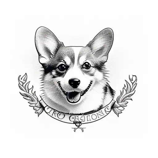corgi and cat tattoo design idea