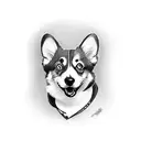 corgi and cat tattoo design idea