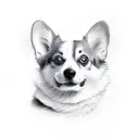 corgi and cat tattoo design idea