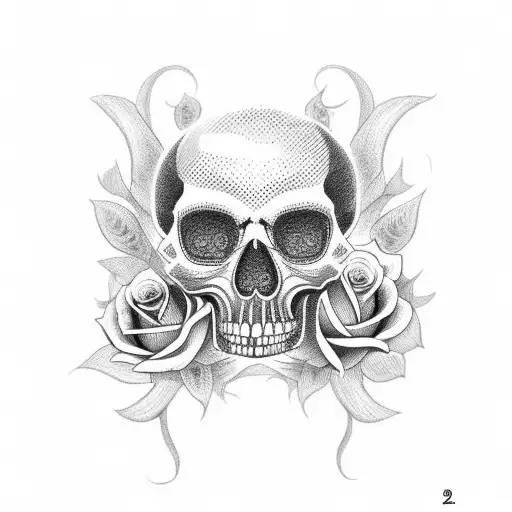 mexican skull and roses tattoo design idea