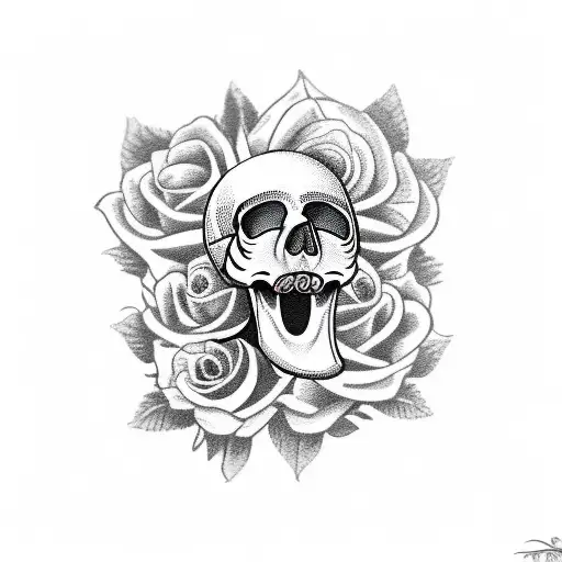 mexican skull and roses tattoo design idea