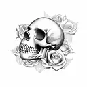 mexican skull and roses tattoo design idea