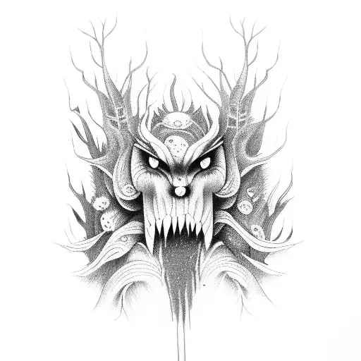 forest monster tattoo design idea