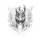 forest monster tattoo design idea