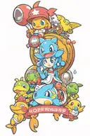 Bubble Bobble, Mario Sunshine, mudkip from Pokémon, Luciana from smash  Jhin from LoL, Mercy from Overwatch tattoo design idea