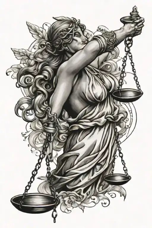 lady justice blindfolded tattoo design idea