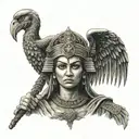 Isis holding a staff tattoo design idea