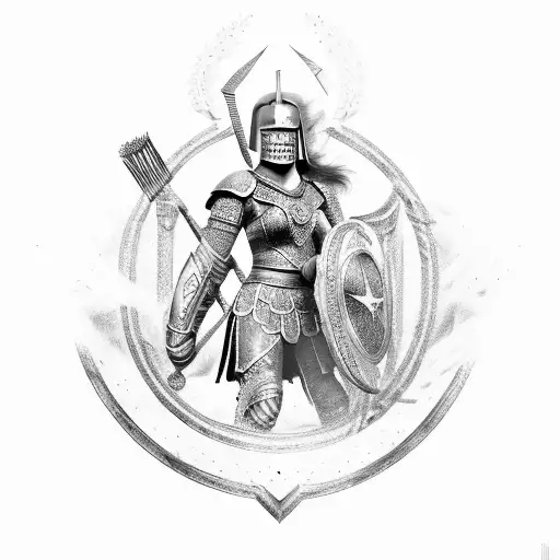 Gladiator with shield tattoo design idea