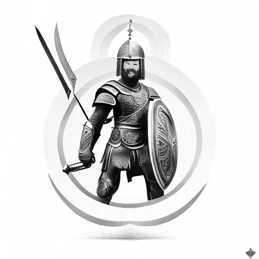 Gladiator with shield tattoo design idea