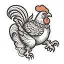 chicken running with a hot dog   tattoo design idea