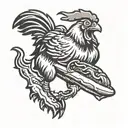 chicken running with a hot dog   tattoo design idea