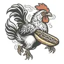 chicken running with a hot dog   tattoo design idea