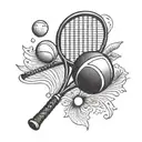 Tennis racket and ball tattoo design idea