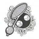 Tennis racket and ball tattoo design idea