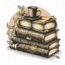 rustic stack of books surrounded tattoo design idea