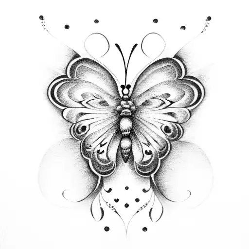 Butterfly with tulips tattoo design idea