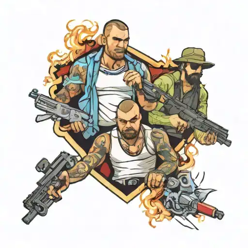 GTA gang shootout tattoo design idea