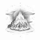 witches hat with crystals behind it tattoo design idea