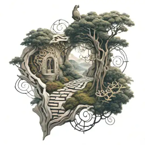 glade and labyrinth tattoo design idea