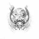 Greek mythology, space, greyscale sleeve tattoo tattoo design idea