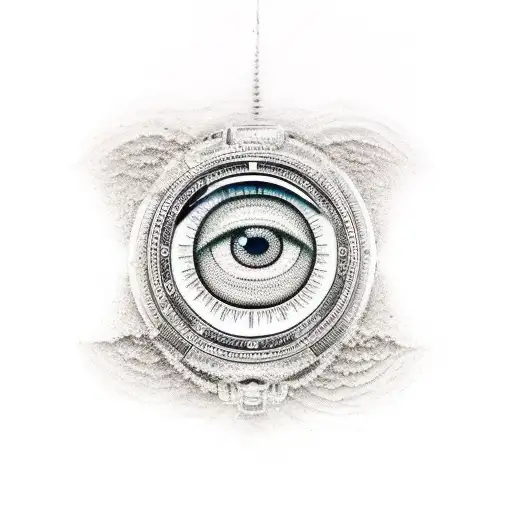 All Seeing Eye mixed with a broken sand watch tattoo design idea