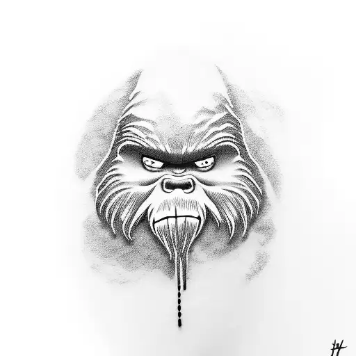 bigfoot with name and finger print tattoo design idea