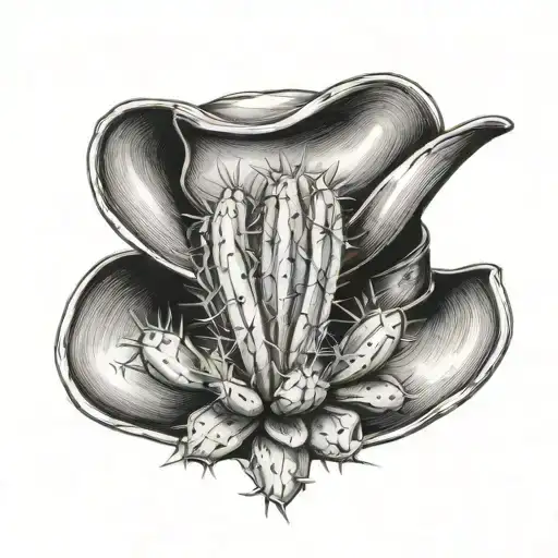 cactus and cowboy hat tattoo design idea
