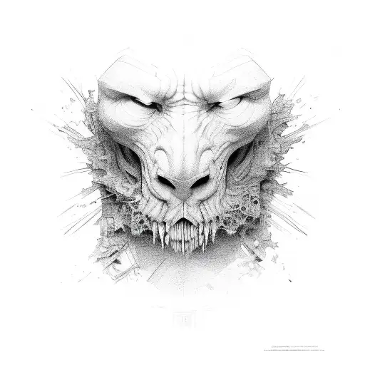 Split face  tattoo design idea