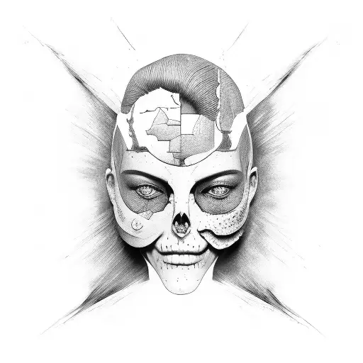 Split face  tattoo design idea