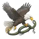 a bald Eagle fighting a snake wrapped tattoo design idea