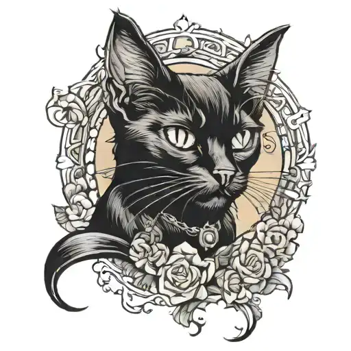 black cat from the book Master and Margarita tattoo design idea