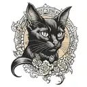 black cat from the book Master and Margarita tattoo design idea