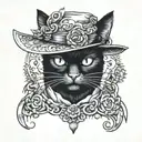 black cat from the book Master and Margarita tattoo design idea