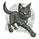 black cat from the book Master and Margarita tattoo design idea