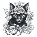 black cat from the book Master and Margarita tattoo design idea