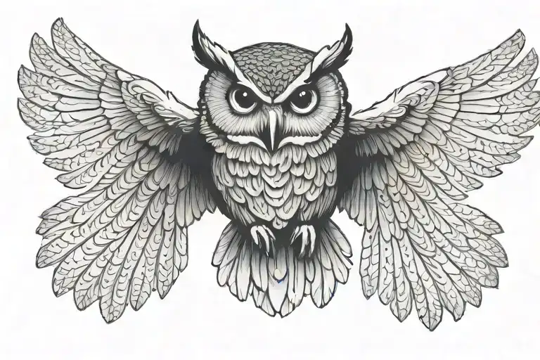 owl flying tattoo design idea