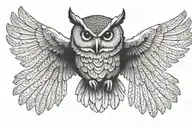 owl flying tattoo design idea